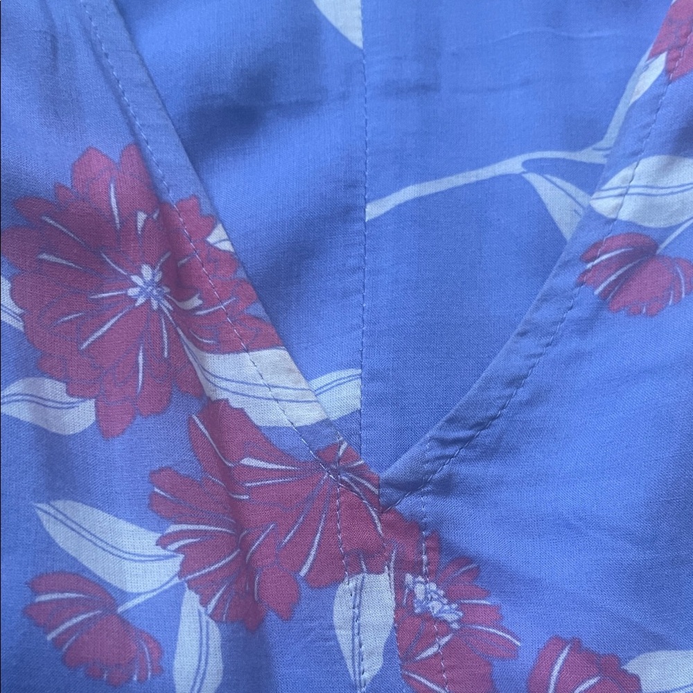 Express Blue and Red Floral Ruffle Top - Picture 4 of 5